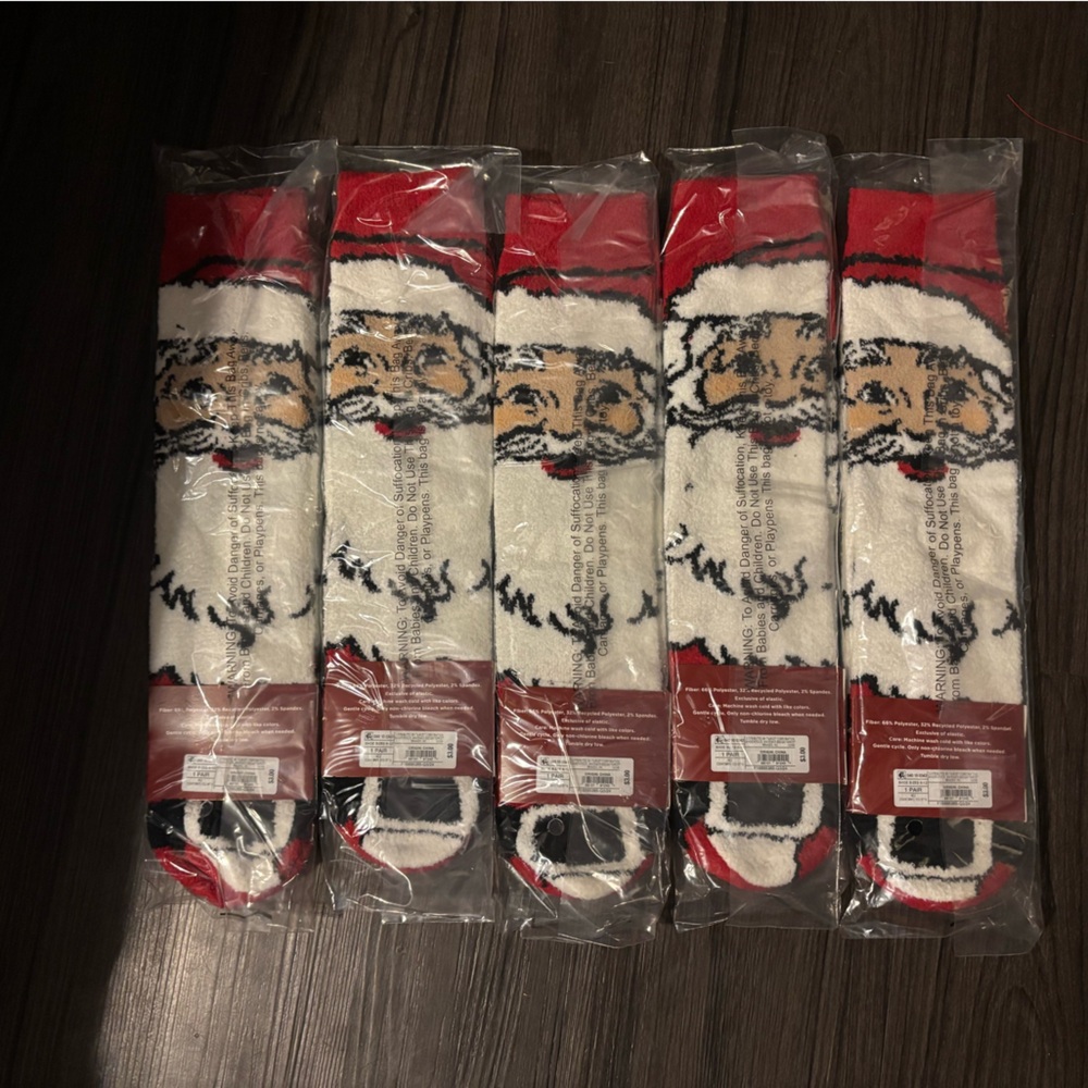 Wondershop Festive Santa Socks - Red, White, and Black 5 in the lot - Picture 2 of 2